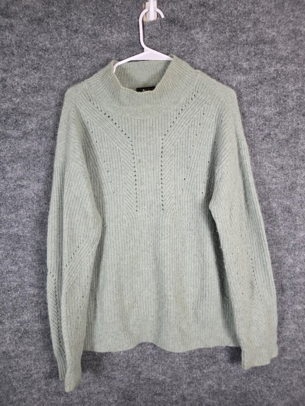 Charter Club Sweater Womens Large Green Cashmere Mock Neck Stains Pilling